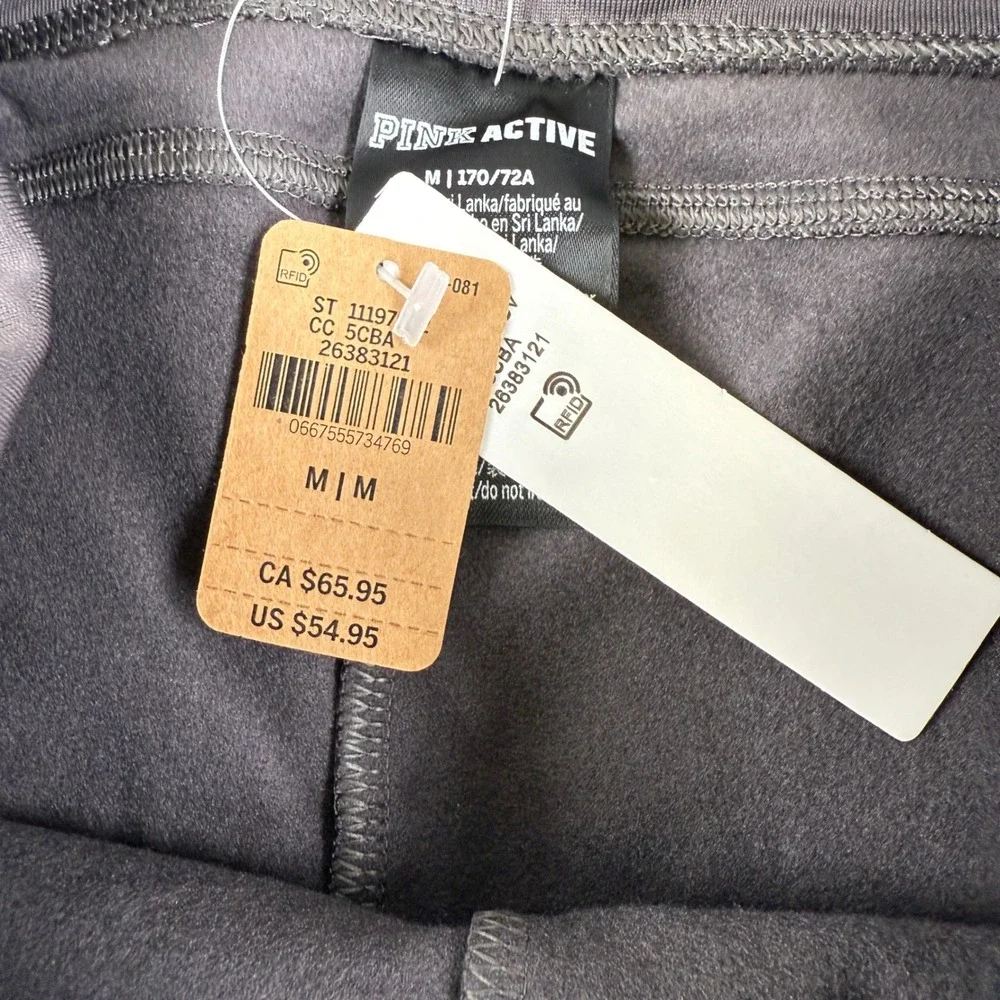 PINK Active‎ Varsity High Waist Full Length Winter Leggings Medium Gray Cargo